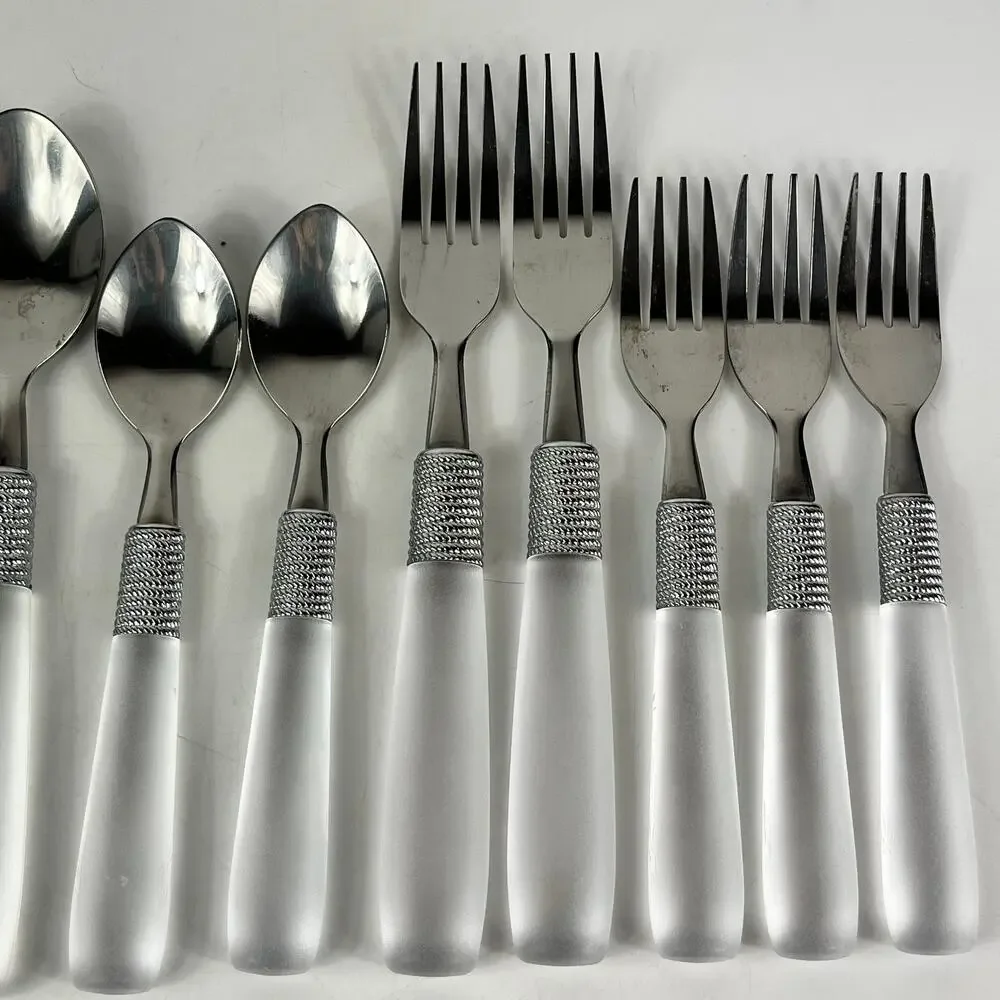 Farberware 15Pc Frosted Handle Flatware Set Stainless Steel Knives Forks Spoons